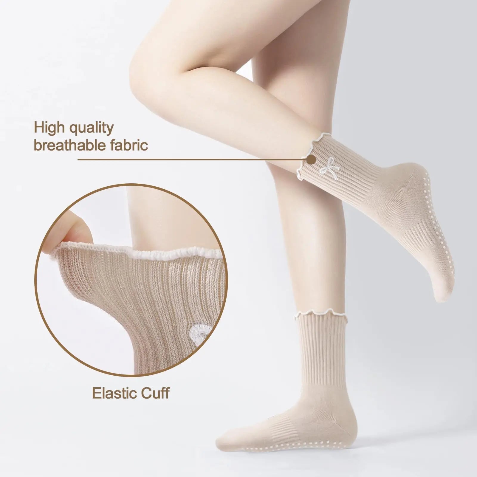 Sol & Core The Bow Collection — Non-Slip Pilates Grip Socks