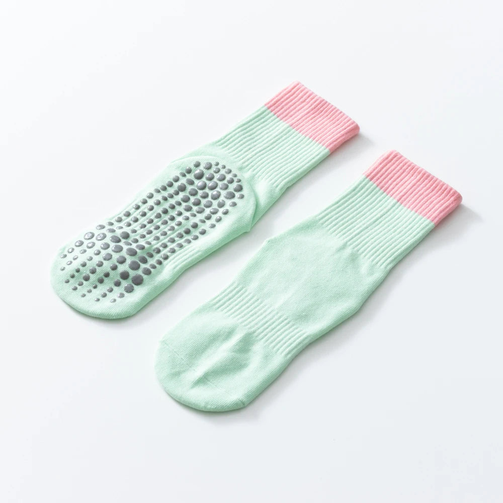 Fashion Color match Women's yoga socks Pilates anti-slip Tube cotton socks Sports Zumba Aerobic exercises fitness Floor Socks