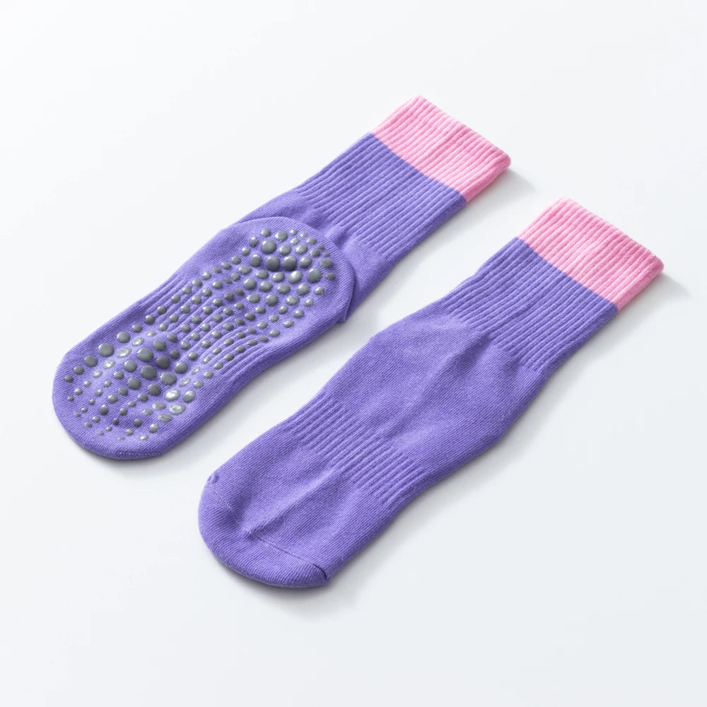 Fashion Color match Women's yoga socks Pilates anti-slip Tube cotton socks Sports Zumba Aerobic exercises fitness Floor Socks