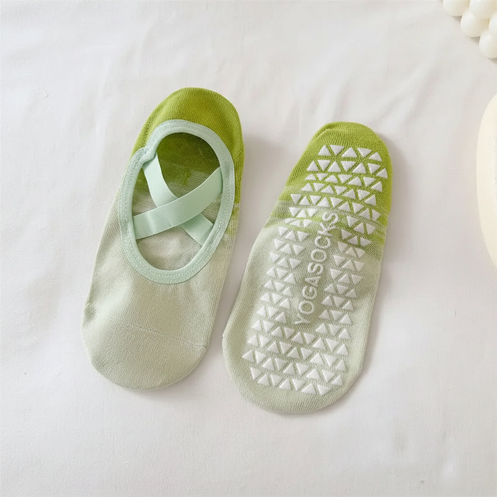 Sol & Core The Ballerina Collection — Non-Slip Ombre Cross Strap Grip Socks
