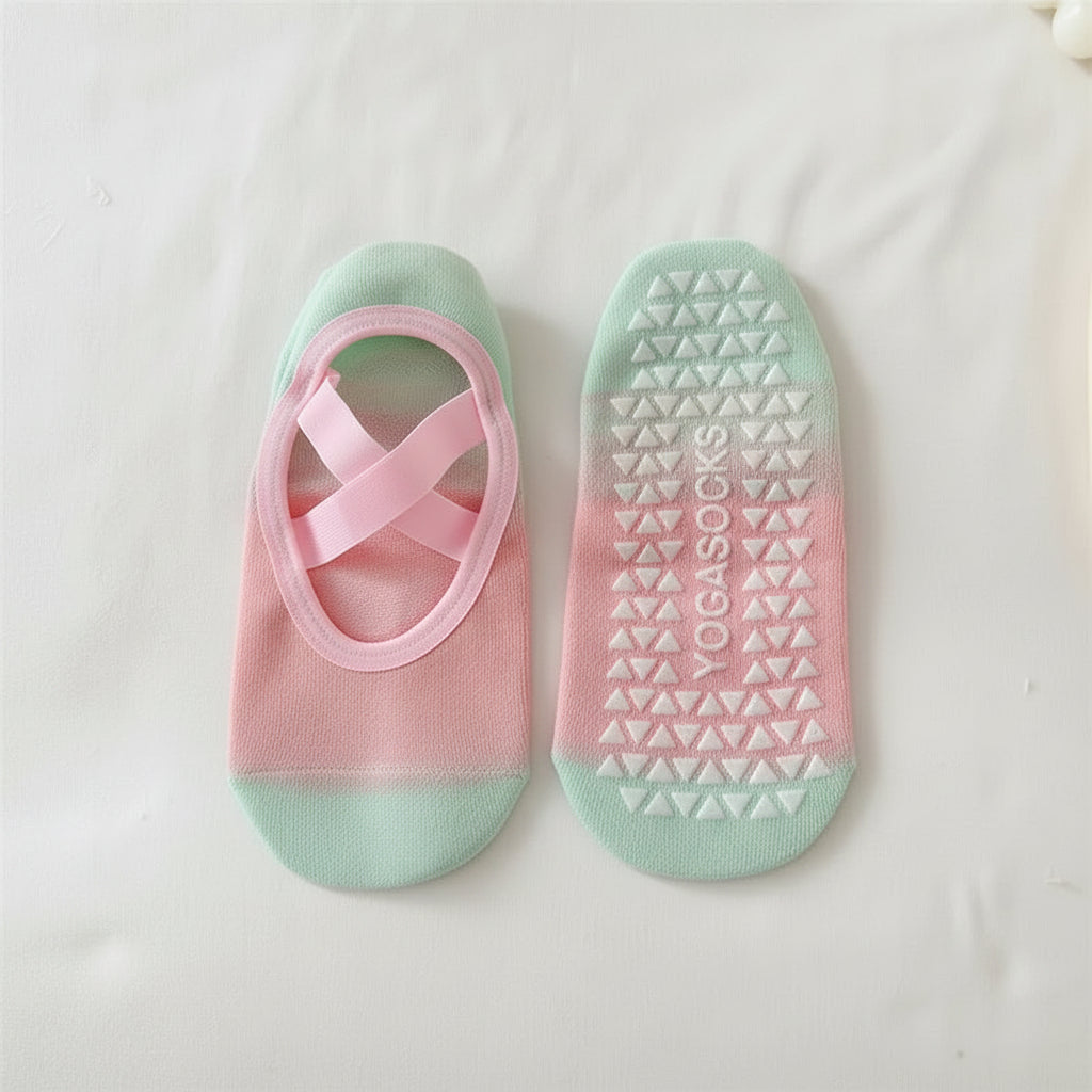 Sol & Core The Ballerina Collection — Non-Slip Ombre Cross Strap Grip Socks