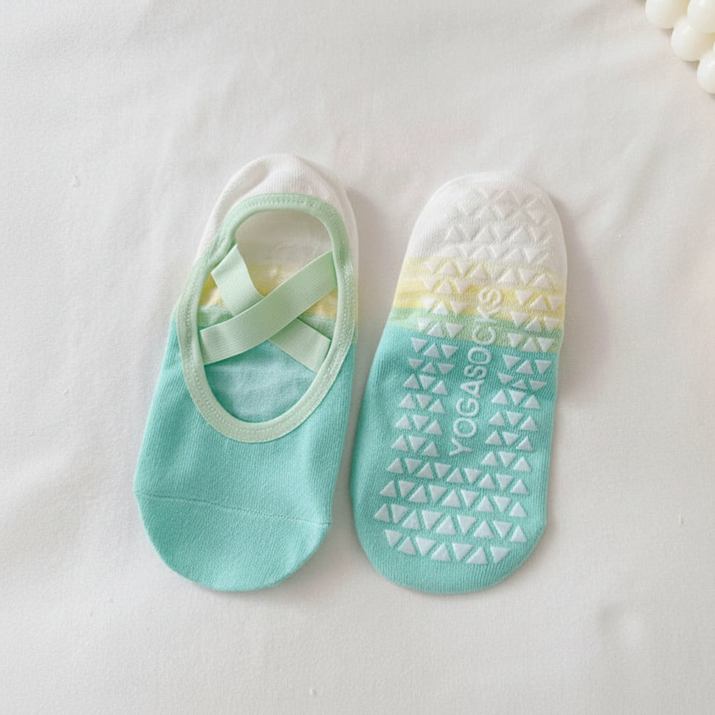 Sol & Core The Ballerina Collection — Non-Slip Ombre Cross Strap Grip Socks