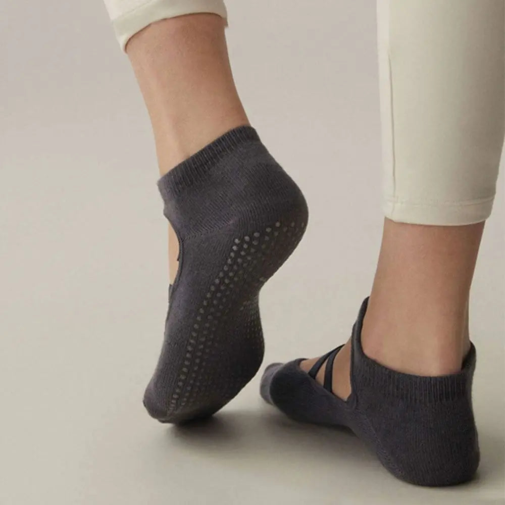 Sol & Core The Ballerina Collection — Non-Slip Cross Strap Grip Socks