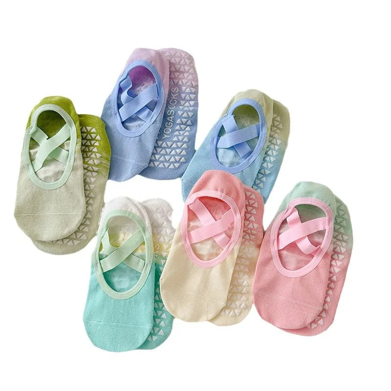 Sol & Core The Ballerina Collection — Non-Slip Ombre Cross Strap Grip Socks