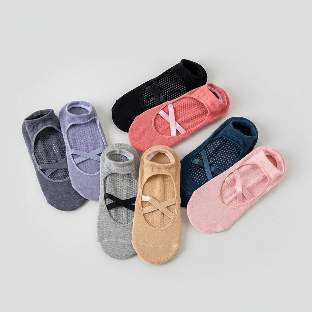 Sol & Core The Ballerina Collection — Non-Slip Cross Strap Grip Socks