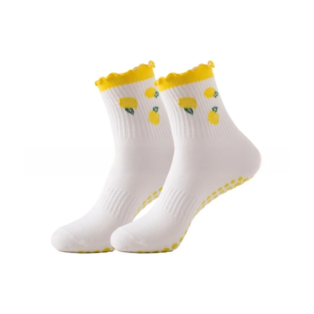 New Cotton Pilates Socks Harajuku Street Breathable Cherry Embroidery Socks Sweat-absorbent Casual Yoga Socks