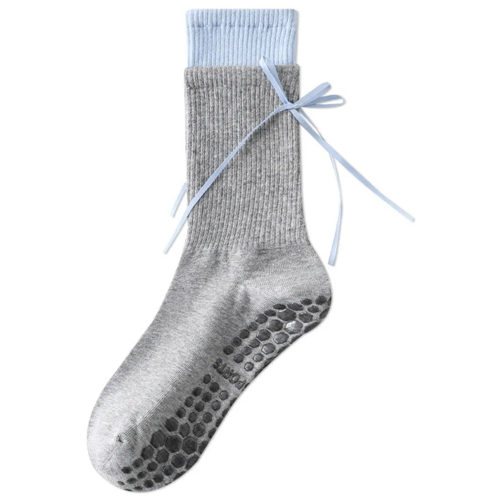 Sol & Core Ribbon Grip Socks — Pilates and Yoga Non-Slip Cotton Socks