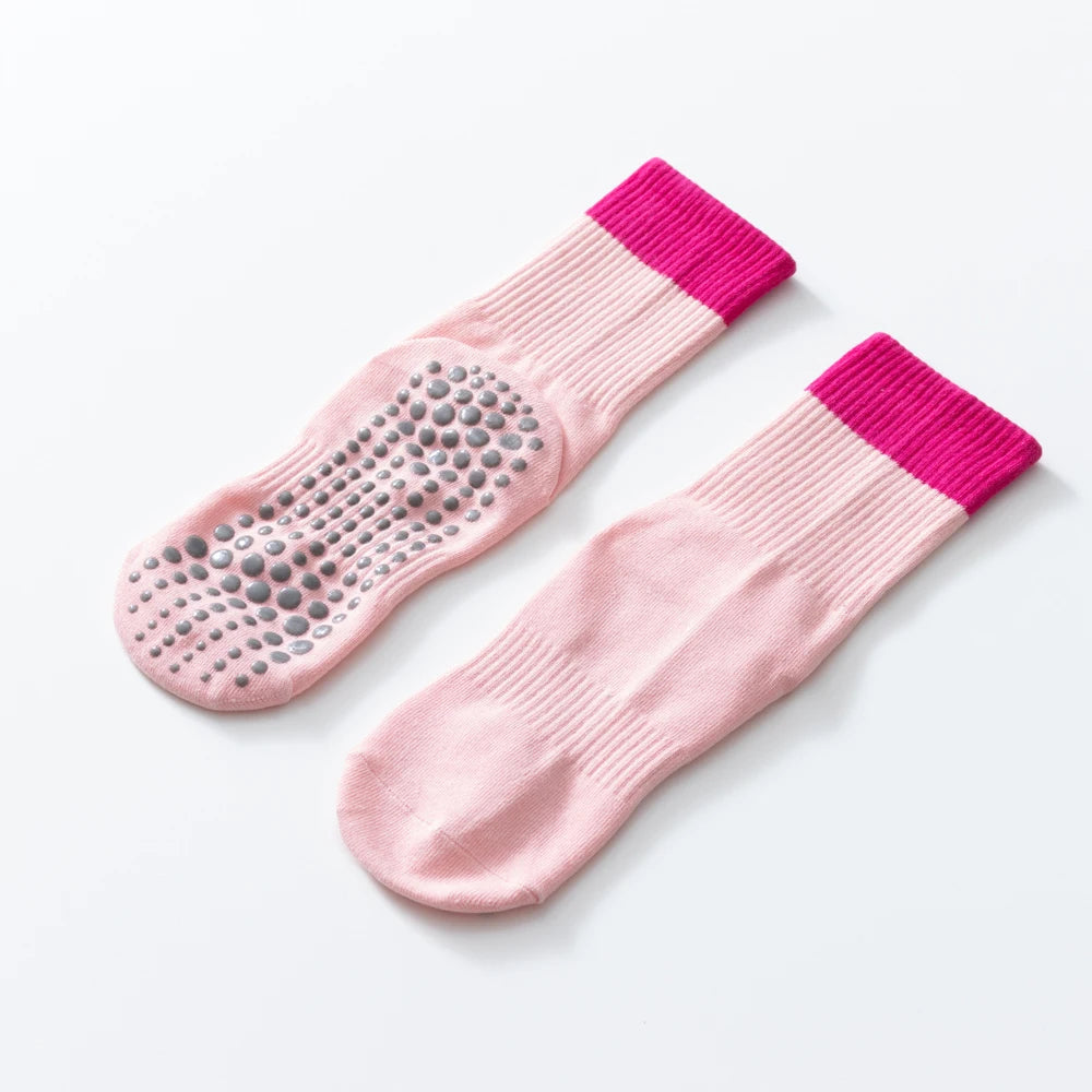 Fashion Color match Women's yoga socks Pilates anti-slip Tube cotton socks Sports Zumba Aerobic exercises fitness Floor Socks